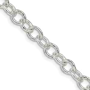 Amazon.com: Diamond2Deal Sterling Silver 5.75mm Oval cable Chain