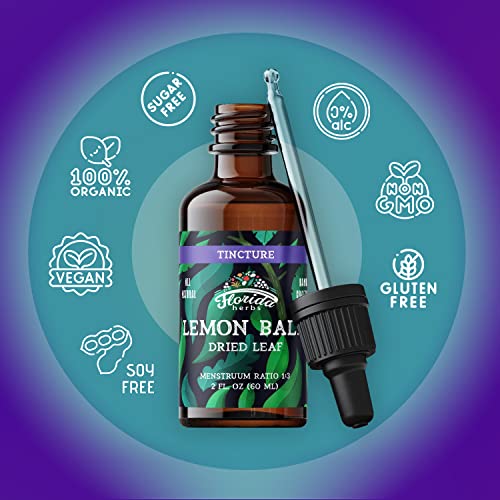 Florida Herbs Lemon Balm Tincture - Organic Lemons Drops - Dried Lemon Balm Made In Usa - Non-Gmo - Lemon Balm Extract 2 Fl. Oz #TOP3