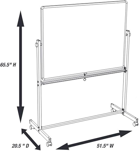 Miniatura 5 de Luxor Pizarra blanca magnética reversible de doble cara de borrado en seco de 48 pulgadas de ancho x 36 pulgadas de alto, con marco de aluminio y