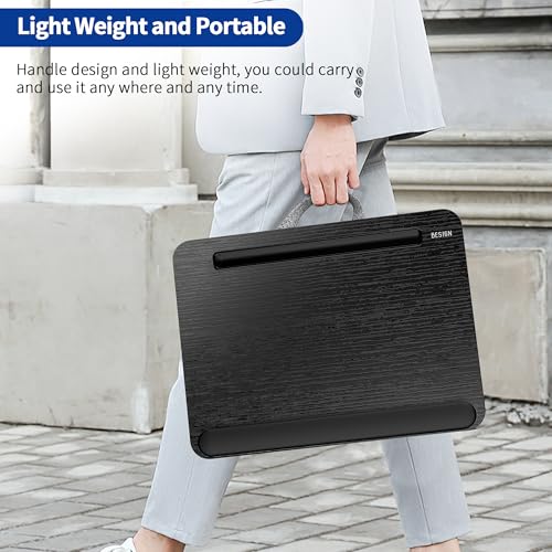 Besign LT08 Laptop Stand, Portable Lap Desk with Pillow Cushion, Fits up to 14 inch Laptop, with Anti-Slip Strip for Desk, Sofa & Bed, Black and Gray by BESIGN - Image 4