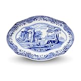 Spode Italienische Gurkenschale, Porzellan, 21,6 cm, mit Schnörkelrand und Landschaftskunstwerk, elegantes kleines Servierstück für Unterhaltung und Esszimmer, tolles Geschenk für Sammler
