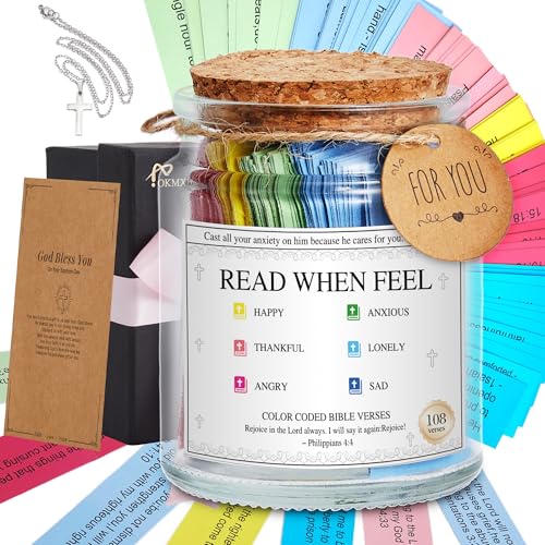 Bible Verse Jar,Read Me When Bible Verses Jar for Emotions and Feelings,Father's Day Gift For Dad From Daughter,Son,Wife,Christian Gift For Women,Men,Graduation Gifts,Birthday Gifts