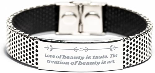 Creation of Beauty is Art - Pulsera de motivación para mujeres, hija, amigos, mentalidad de belleza, citas de belleza, autoestima de belleza,