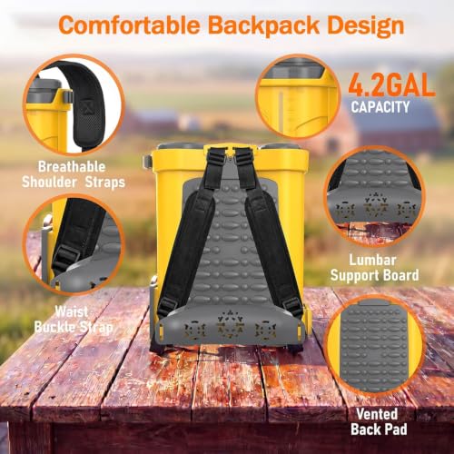 Battery Powered Backpack Sprayer Compatible with DeWalt 20V MAX Battery -100 PSI Electric Weed Sprayer 4.2 Gallon, Yard Garden Sprayer (No Battery) with Visible Water Level for Lawn, Garden, Yard by GRIONE - Used condition - Image 5