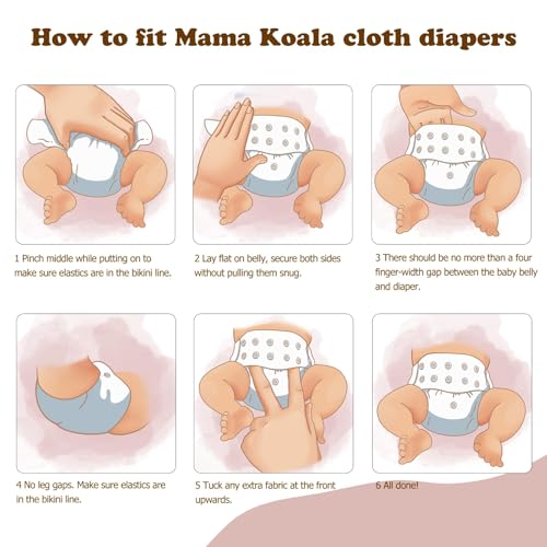 Image of Mama Koala 1.0 Cloth Diapers for Babies, 6 Pack Pocket Shell Only (NO Inserts) - One Size Washable and Reusable Pocket Diapers for Newborns and Toddlers - 160005