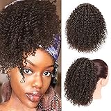 Vigorous Afro Drawstring Ponytail Afro Puffs Kinky Curly Ponytail Synthetic Clip in Hair Extensions for African Americans Natural Hair Curly Ponytail for Women(4#)