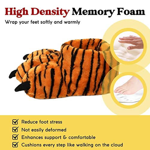 Image of Women Plush Animal Paw Slippers Funny Novelty Bear Claw Slippers Cozy Furry Warm Memory Foam Slippers Gifts for Halloween Christmas