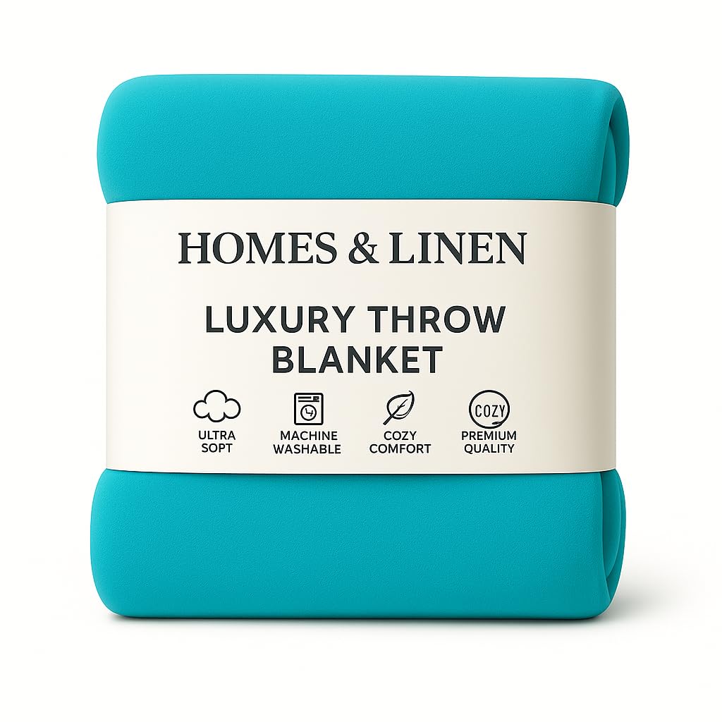 HOMES-LINEN Fleece Faux Fur Roll Mink Throws Soft Cosy Bed Blankets (Teal, Single (125cm x 150 cm))