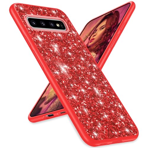 Coque paillettes Samsung S10 rouge antichoc pour briller en soirée et au quotidien