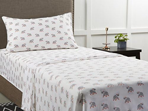 Mainstays "Back to School" 180 Thread Count Sheet Set, Fun & Modern! Your Favorites- Florals, Llama, Pineapples, Cactuses, Geometric Triangles! Flat, Fitted, & Pillowcase Set! (Twin XL, Elephant)