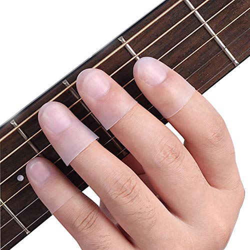 4 Pcs Silicon Fingertip Protector for Guitar, Banjo, Ukulele, Bass and Other String Instruments (M Size)