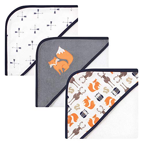 Image of Hudson Baby Unisex Baby Cotton Rich Hooded Towels, Orange Fox, One Size