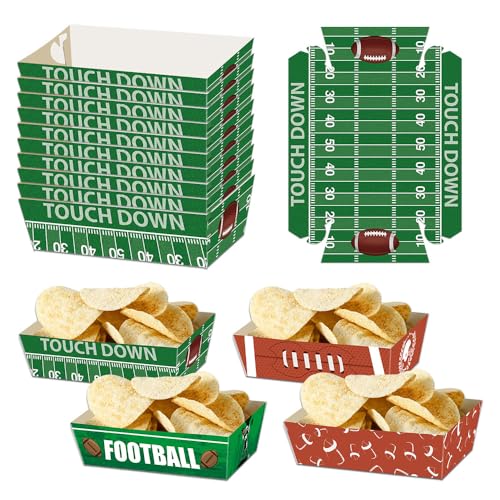 16Pcs Football Party Supplies,4 Styles Football Food Plates, Football Paper Trays Disposable Bowls Nacho Trays, Football Theme Party Favors for Sport,Carnivals, Birthday,Tailgate Party Decor