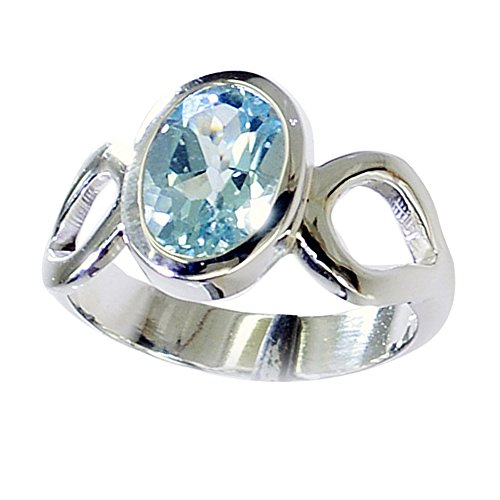 Bague en argent sterling avec topaze bleue véritable, éclat luxueux et finitions joaillerie