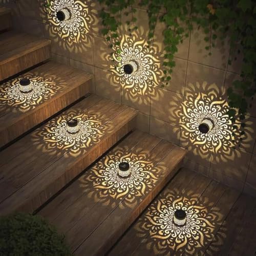 Image of Solar Mandala Light - Metal Cutout Decorative Garden Lamp, Warm Glow