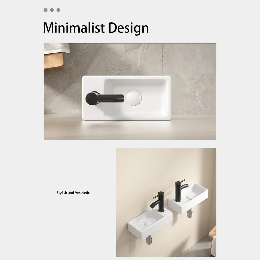 Mała umywalka łazienkowa wisząca Prostokątna ceramiczna umywalka Umywalka prania ręcznego Mini umywalki wiszące Bez akcesoriów Do domu Kuchnia Restauracja,White/a,L14"H4"W7"