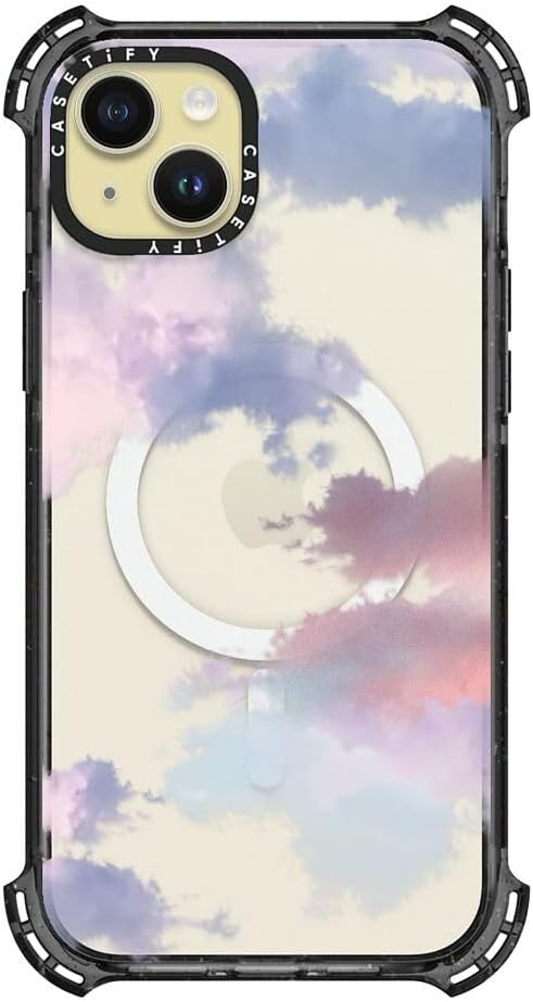 CASETiFY Bounce Case for iPhone 15 Plus [6X Military Grade Drop Tested / 21.3ft Drop Protection/Compatible with Magsafe] - Clouds - Clear Black