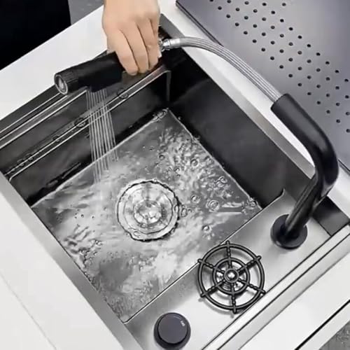 Robinet 3 voies extractible avec douchette en laiton blanc orientable