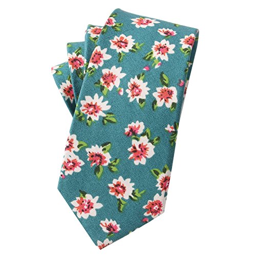 Image of Mantieqingway Floral Ties for Men Skinny Cotton Tie Flower Necktie