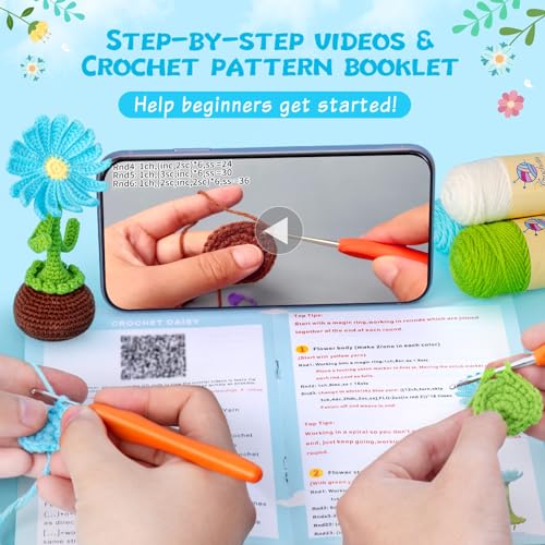 Image of Crochetta Crochet Kit for Beginners, Crochet Starter Kits for Adults | Crochet Kit for Beginners, Crochet Starter Kits for Adults, Step-by-Step Video, DIY Crochet Animal Kits Knitting Supplies