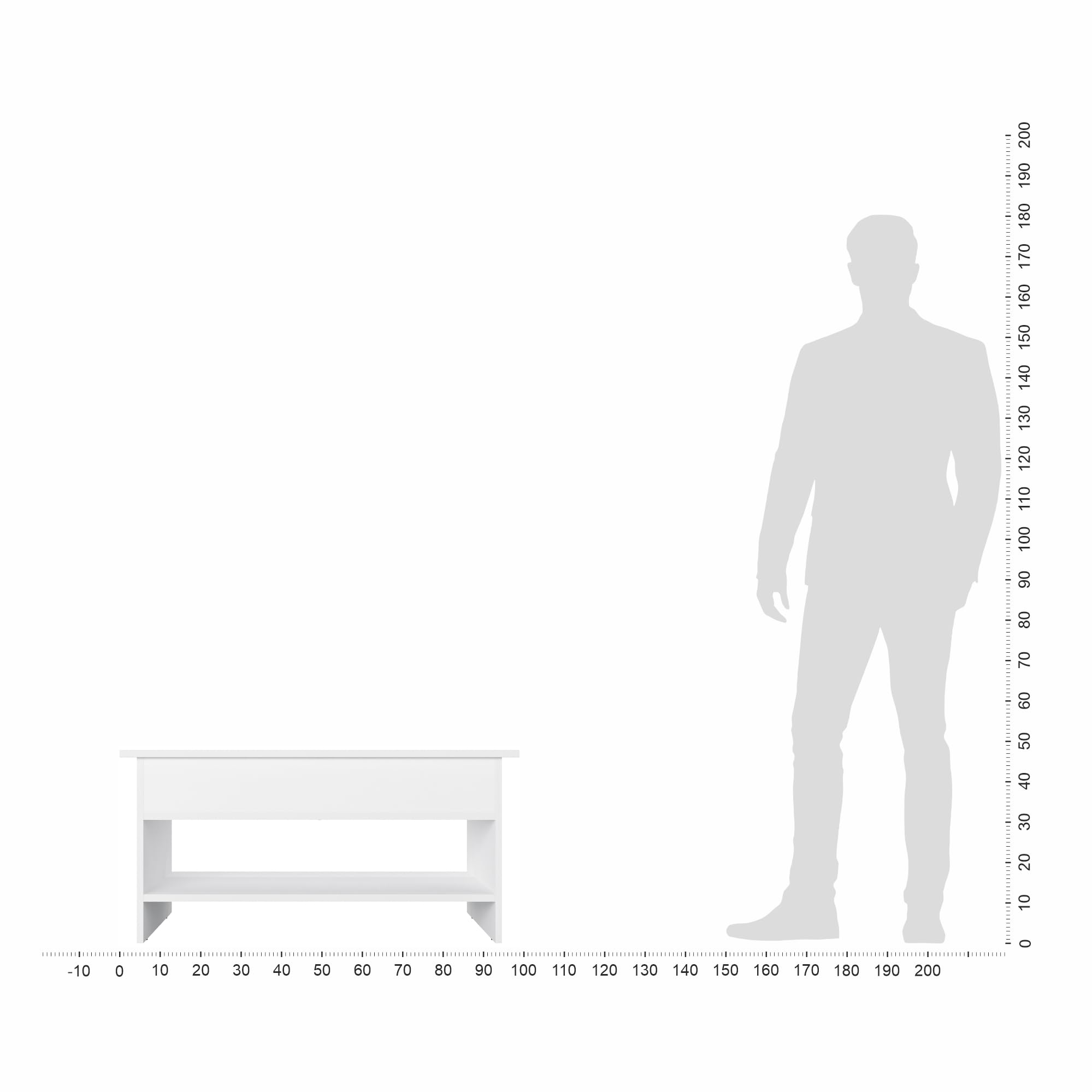 KOMTO Stolik Kawowy z Podnoszonym Blatem – Nowoczesna Ława Kawowa do Salonu ze Schowkiem, Stolik do Kawy regulowany z funkcją podnoszenia Biały |Tokyo 98,4 x 50,4 x 48 cm