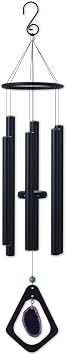 Sunset Vista Designs Windchimes - Large Black Wind Chime for Outside Deep Tone, 34" Long, Purple Agate Windcatcher