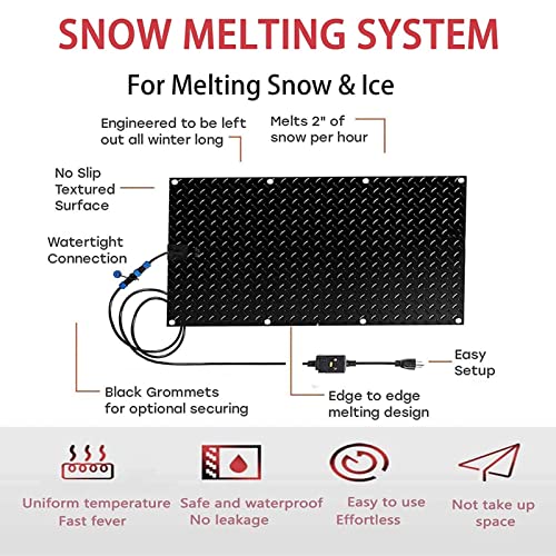 Troonz Heated Snow Melting Mats For Walkways Heat Track Snow Melting Mats Outdoor Stairs Non-Slip Winter Removal And Ice Melt Products -Heating Entrance Heated Driveway Pad #TOP2
