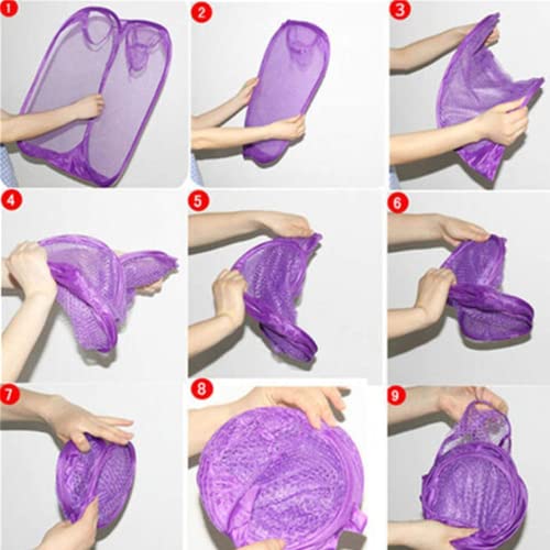 4 Pack Large Foldable Portable Pop Up Basket Mesh Hamper Washing Dirty Clothes Bag Storage Bin For Bedroom, Kids Room, And Travel, Assorted Color #TOP5