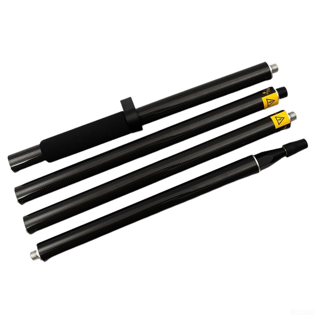 Poste GPS de fibra de carbono de 2 m, varilla de topografía de rosca de 5/8 pulgadas con 4 secciones, soporte GNSS ligero para estación total, negro (1.8 m)