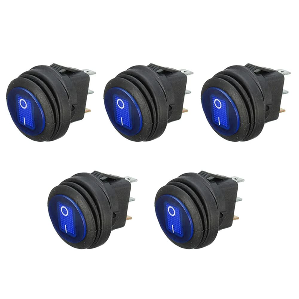 Interruttore A Bilanciere Rotondo 12V 20A LED Rosso - Impermeabile Per Auto, Barche E Camion (5 Pezzi) - Foto 8