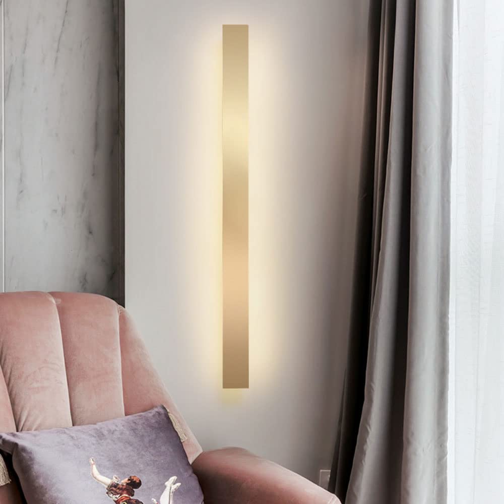 HXYSXHJUO Modern Nordic Wall Lamp - Creative Golden Sconce for Living Room, Bedroom & Hallway 120cm Aluminum Fixture, 3000K Warm Light Stylish Mount Sofa Stairs