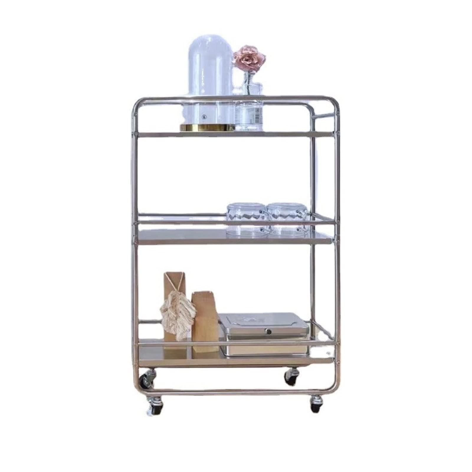 LJYKBFL 3-Tier Stainless Steel Rolling Cart Space-Saving Utility Trolley for Kitchen & Bathroom nization -& Versatile Storage Solution for Narrow Spaces
