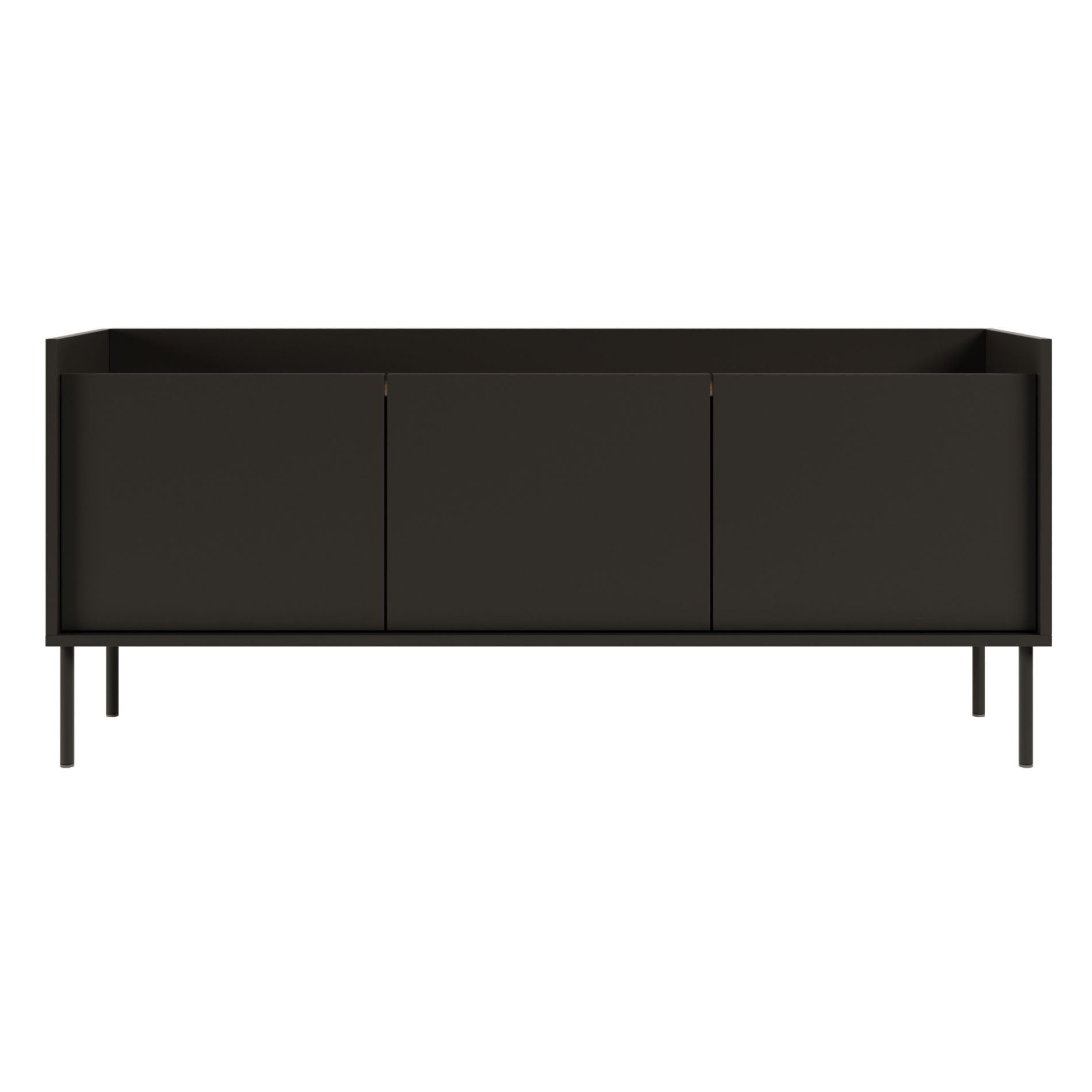 Selsey Mobile TV Moderno Design Minimalista Nero 140 cm Mobile Porta TV Soggiorno Opaco con Gambe Metalliche, Ripiani Spaziosi Prodotto in Polonia