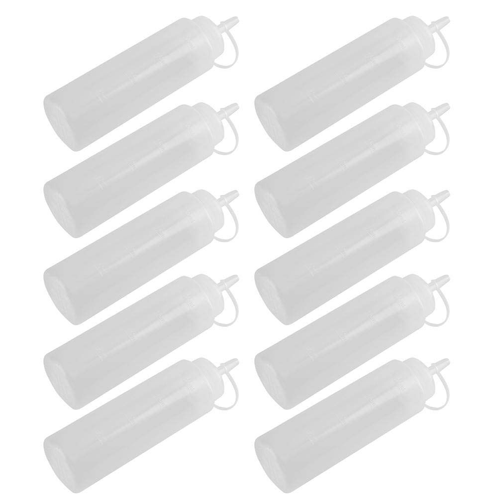 HERCHR 8oz 240ml 10pcs Plastic Condiment Squeeze Bottle for Sauce Oil Cream Vineger, 1.9 x 7.5 in(White)
