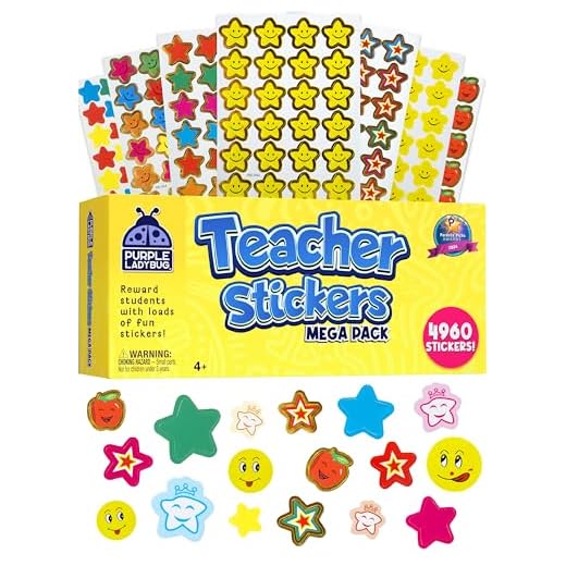 Purple Ladybug Teacher Stickers for Students - 4960 Reward Stickers for Classroom Supplies, Teacher Must-Haves & School Stickers, Small Stickers for Reward Charts, Back to School Gift, Summer Activity