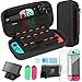 Kit Accessori 4 in 1 per Nintendo Switch, Include Vendfine custodia trasporto per Nintend Switch / Cover Protettiva Trasparente / Film protettivo temperato / Supporto regolabile(Nero)