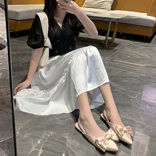 Women's Bow Satin Slingback Formal Flats Pointed Closed Toe Comfortable Slip-On Non-Slip Ballet Dress Shoes for Prom Evening Dating4