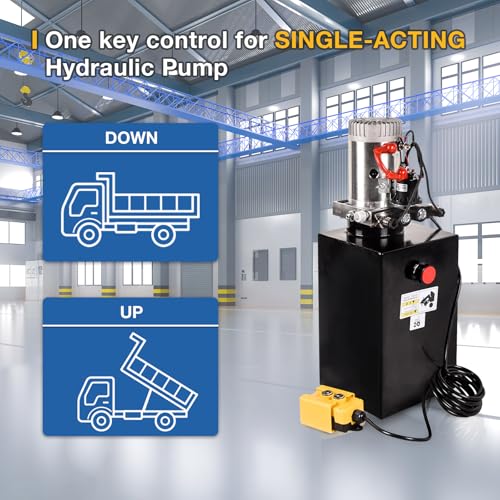 Image of Doppy Dump Trailer Remote 3 Wire, Hydraulic Power Pump Unit 12v DC for Single Acting Hydraulic Pump Power Unit Truck Lift Gate Cranes Wrecker