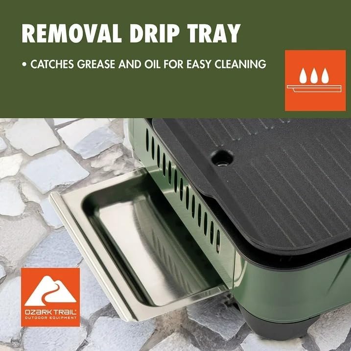 Ozark-Trail griddle with removable drip tray