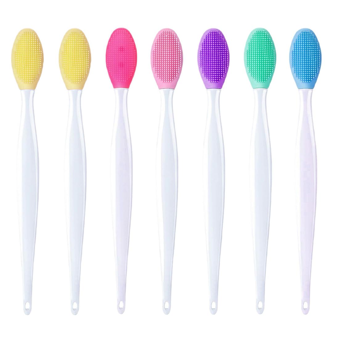 Set de 7 piezas: cepillos exfoliantes de silicona de doble cara para labios oscuros, hombres y mujeres, Cuida tus labios con el mini cepillo exfoliante para labios