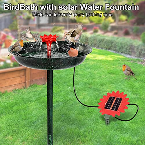 Solar Metal Bird Bath Fountains For Hummingbirds,Stable Stylish Design With Flower Basket Base Metal Solar Bird Bath Fountain,Red Fountain To Attract Hummingbirds For Garden Lawn #TOP2