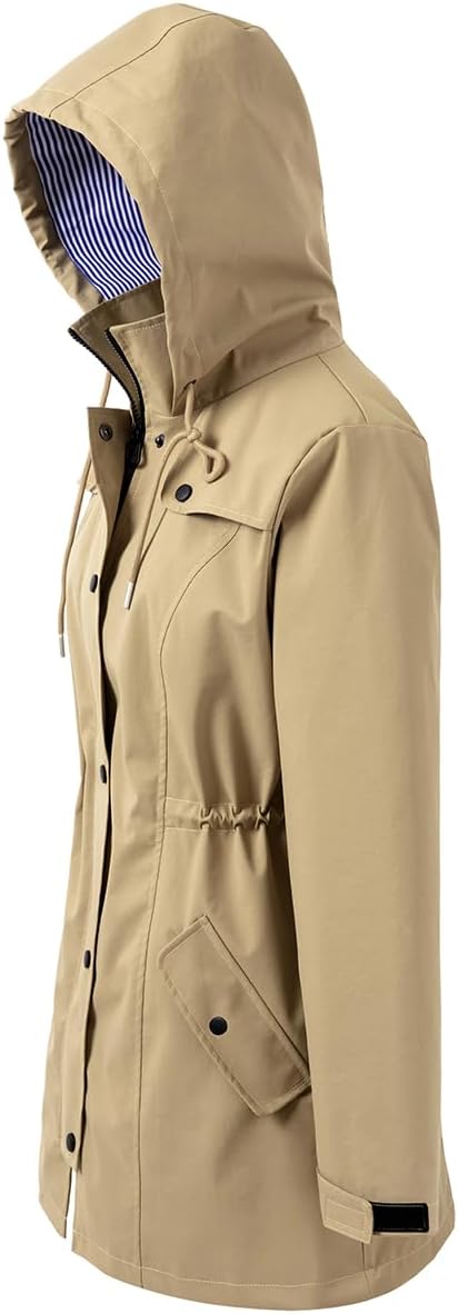 Long Rain Jacket Waterproof Rain Coat with Hood Outdoor Raincoat Windbreaker for Women - Image 3
