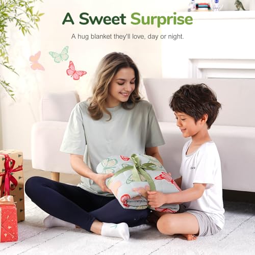 Image of Sivio Weighted Blanket 3lbs, Butterfly Friends Small Cooling Heavy Blankets, Washable Breathable Weighted Throw Blanket for Sleep, 36 inchx48 inch-3lb, White