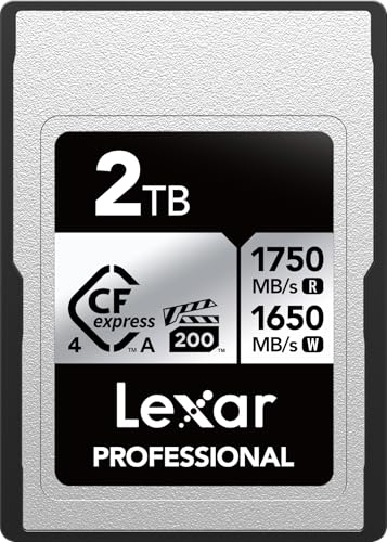 Lexar 2TB プロフェッショナル CFexpress Type A Silver 4.0 メモリーカード、写真家、ビデオグラファー用、最大1750/1650MB/秒、8Kビデオ(LCAEXS4002T-RNENU)