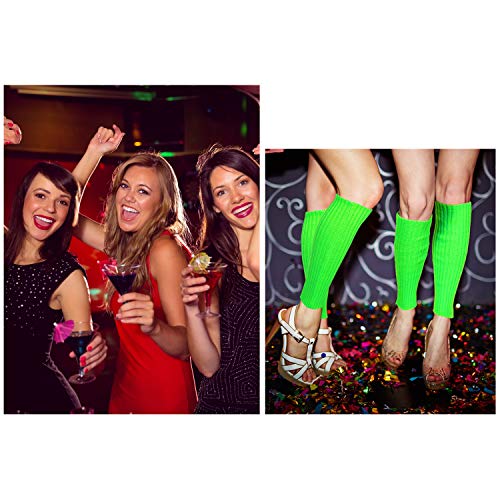 Image of Syhood 80s Women Neon Leg Warmers Knit Ribbed Leg Warmer for Party Accessories