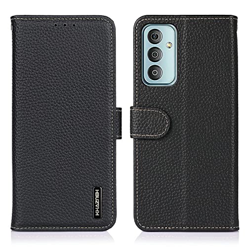 Étui pour Samsung F23 antichoc en cuir litchi noir porte-carte