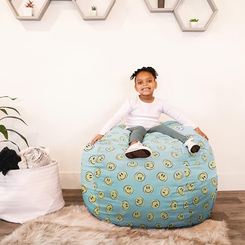 Image of Big Joe Fuf 4Ft Foam Teen Bean Bag Chair, Smiley Face Plush | Premium Shredded Foam Filled, Plush, Adult-Sized Comfortable Seating, Supports Up to 300 lbs