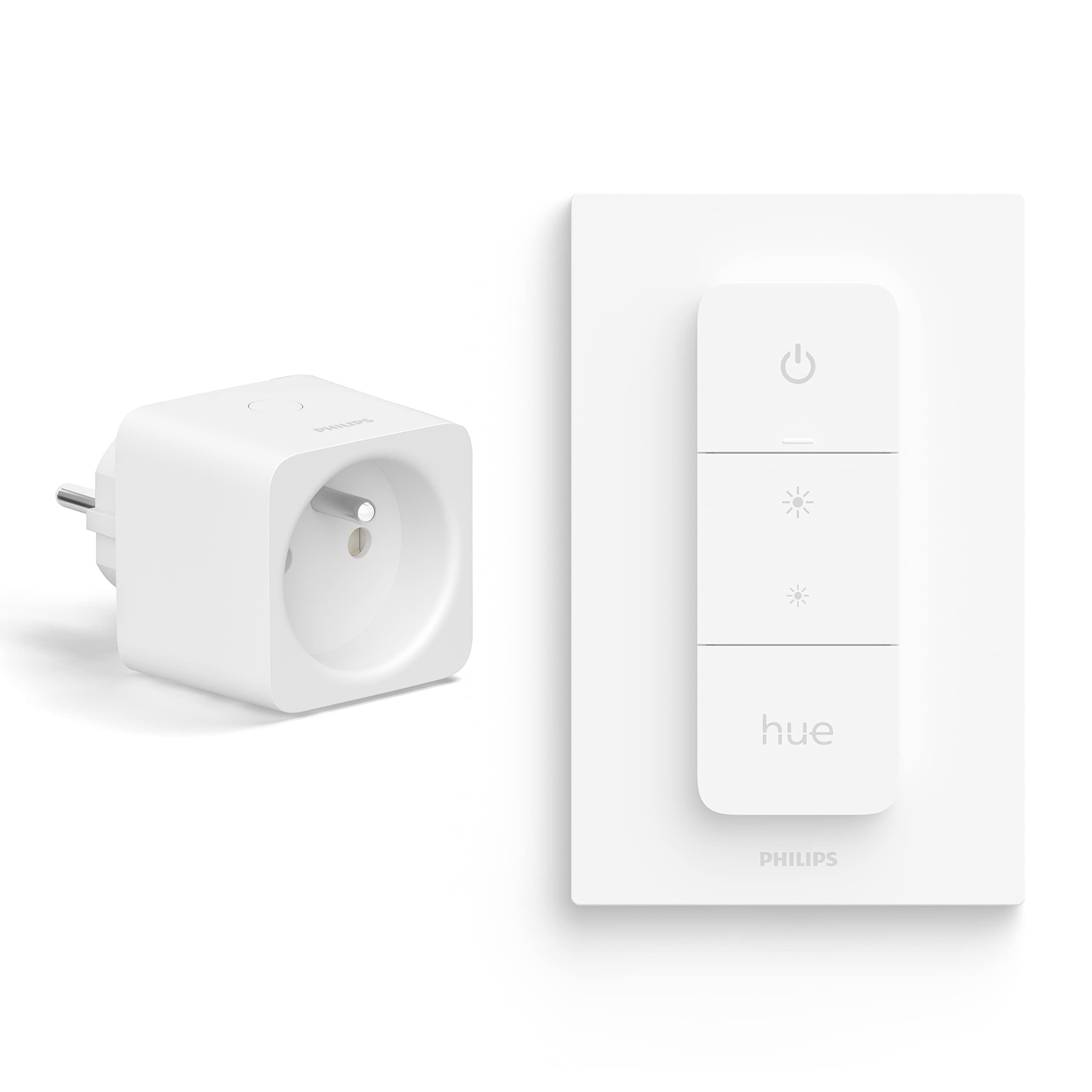 Philips Hue Lot économique avec 1 prise Wi-Fi Hue pour Belgique et France (type E) et 1 variateur d'intensité Hue - Accessoires Hue