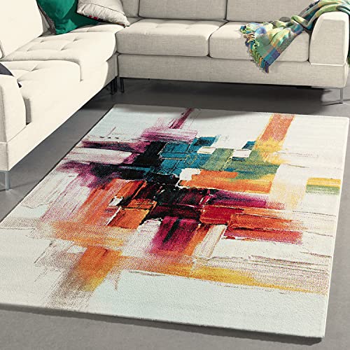 Mia S Teppiche Smaragd - Alfombra Moderna - Con Un Colorido Diseño De Pinceladas, 80x150 Cm Mia S Teppiche Smaragd - Alfombra Moderna - Con Un Colorido Diseño De Pinceladas, 80x150 Cm