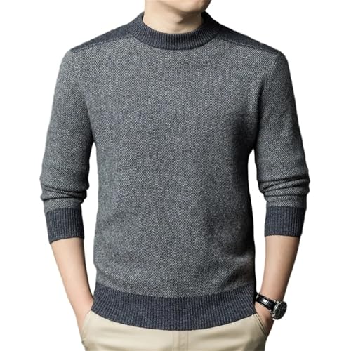 Men's Thickened Slim Fit Knitted Pullover Round Neck Long Sleeve Casual Street Warm Sweater